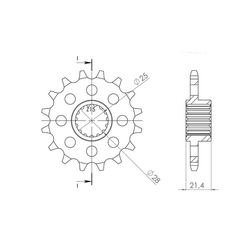 543760016 PIGNONE S+2 AC P525-D16 SGR - SPROCKETS APRILIA Dorsoduro Factory ABS (SMB01) 750 10/13 