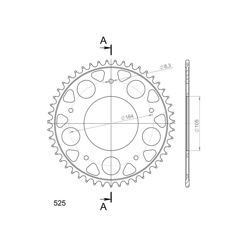 CORONA S AC P525-D47 SGR - SPROCKETS  APRILIA SRV / SRV ATC ABS (M55103/M55104) 850 12/16