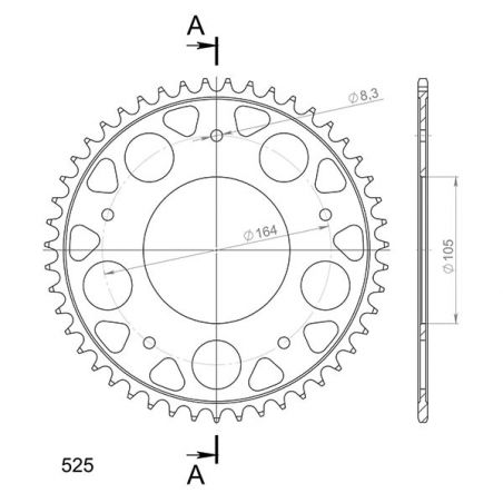 CORONA S AC P525-D47 SGR - SPROCKETS  APRILIA SRV / SRV ATC ABS (M55103/M55104) 850 12/16