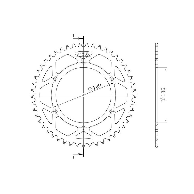 CORONA S AC P525-D45 SGR - SPROCKETS  APRILIA ETV Caponord / ABS 1000 01/09