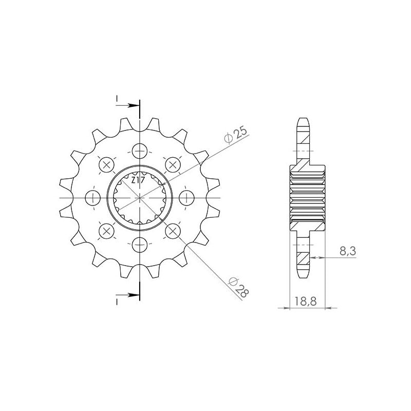 PIGNONE R AC P520-D17 SGR - SPROCKETS  APRILIA RSV (ME00/RP00/RP12) 1000 98/03