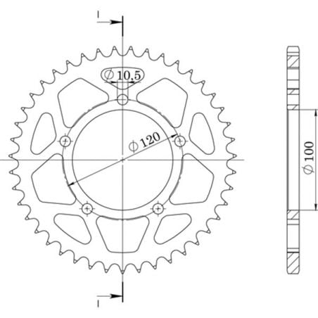 CORONA S+2 AL P525-D44 SGR - SPROCKETS  APRILIA Tuono V4 R - APRC 1000 11/14
