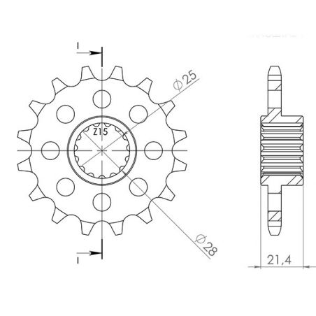 543760016 PIGNONE S AC P525-D16 SGR - SPROCKETS APRILIA Dorsoduro / ABS (TV000/TV001/TVA00/TVA01)