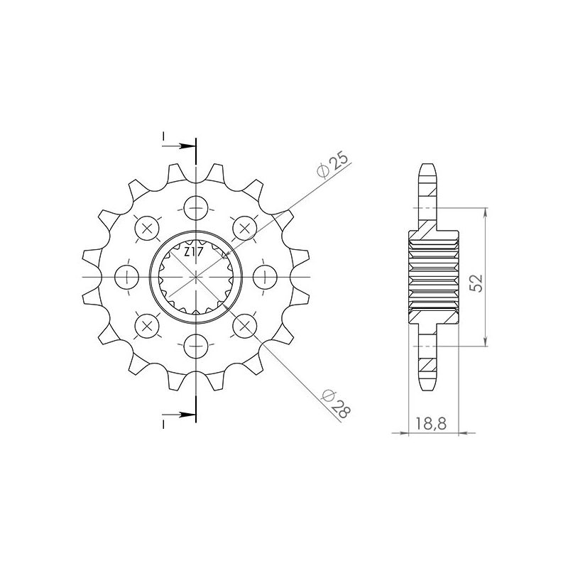 540052620 PIGNONE S+2 AC P525-D20 SGR - SPROCKETS BMW F R (K73) (MOZZO FORI Ø 10,5) 800 15/19  SGR
