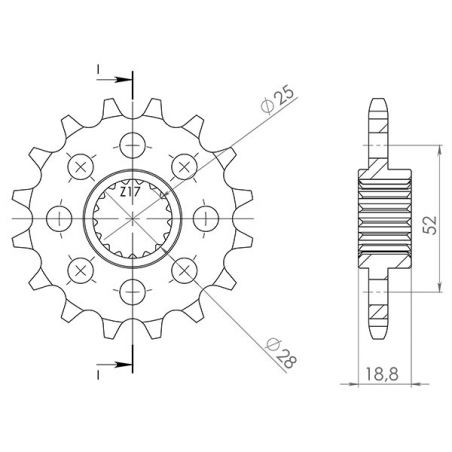 PIGNONE S AC P525-D20 SGR - SPROCKETS  BMW F R (K73) (MOZZO FORI Ø 10,5) 800 15/19