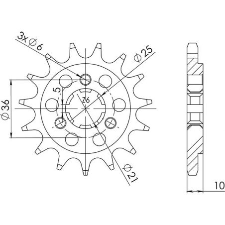 542260015 PIGNONE S+2 AC P520-D15 SGR - SPROCKETS CAGIVA River 600 95/99  SGR - SPROCKETS
