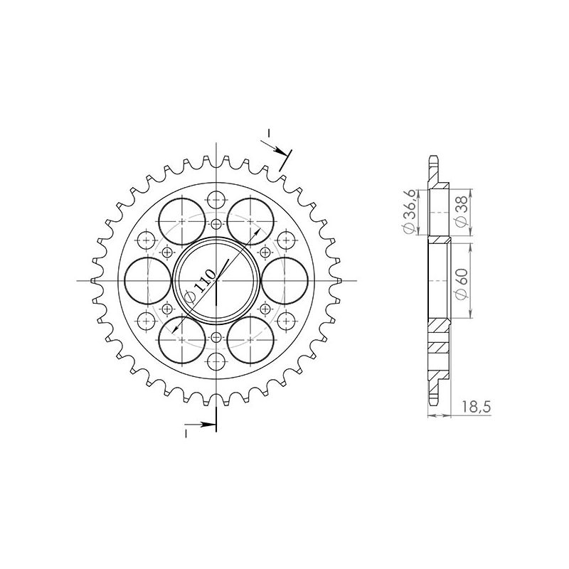 CORONA S+2 AC P525-D40 SGR - SPROCKETS  DUCATI 1098 R 1198 08/09