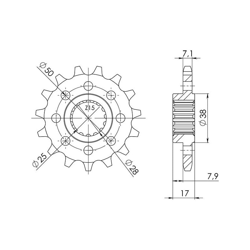 PIGNONE S+2 AC P525-D15 SGR - SPROCKETS  DUCATI Panigale R 1199 13/16