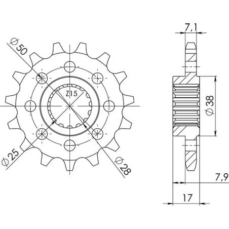 PIGNONE S+2 AC P525-D15 SGR - SPROCKETS  DUCATI Panigale R 1199 13/16