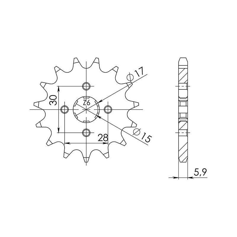 PIGNONE S+2 AC P420-D13 SGR - SPROCKETS  HONDA C ZZ/Z2 50 80/82