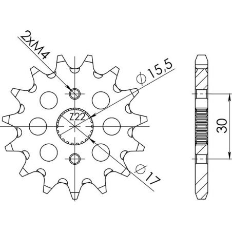 PIGNONE S+2 AC P420-D14 SGR - SPROCKETS  HONDA XR R (AE03A) 50 00/04