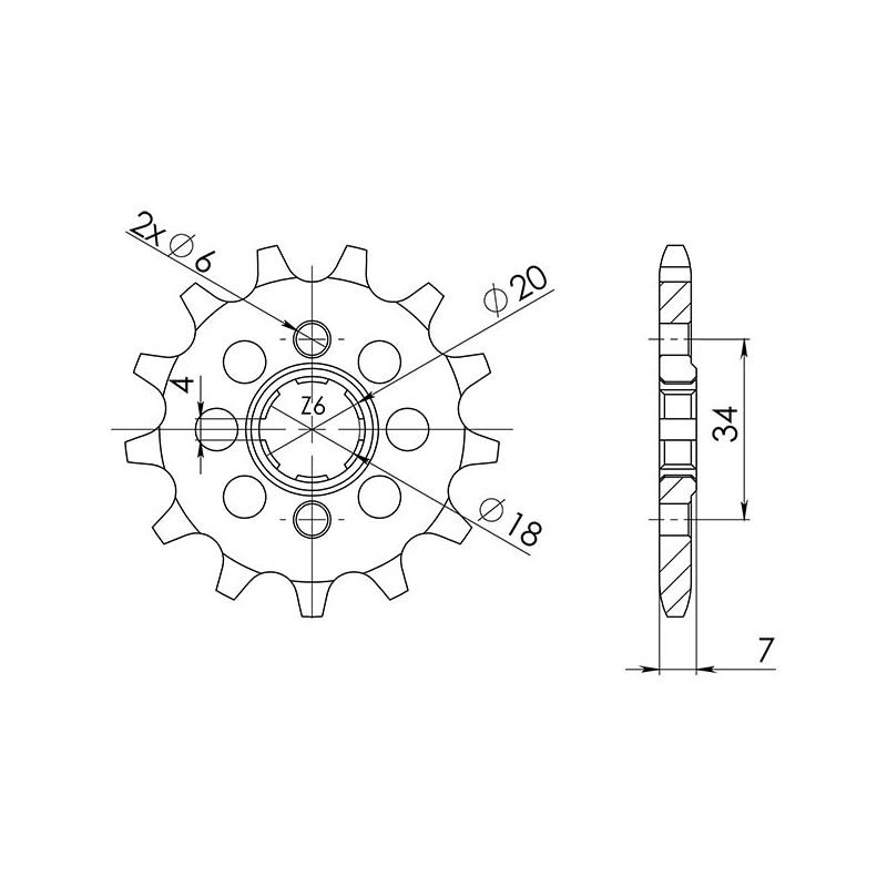 PIGNONE S+2 AC P520-D13 SGR - SPROCKETS  HONDA Ca Rebel (Jc24) (Jc26) FRANCE 125 95/00