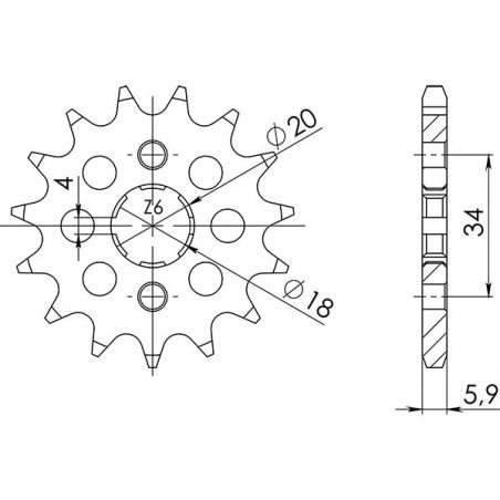 PIGNONE S+2 AC P428-D14 SGR - SPROCKETS  HONDA CG 125 06/06