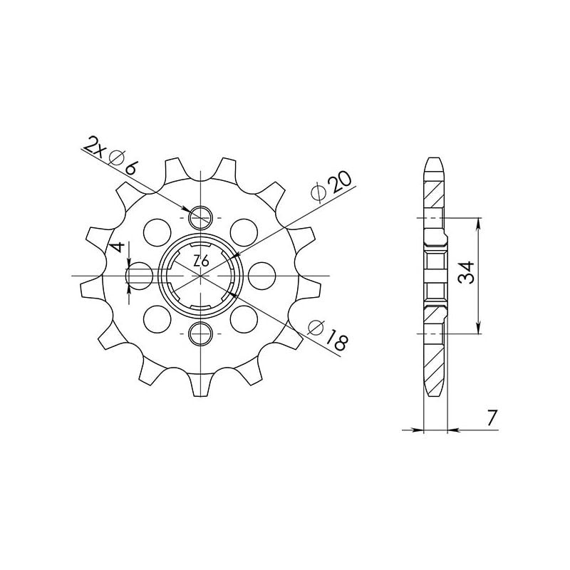 PIGNONE S+2 AC P520-D13 SGR - SPROCKETS  HONDA MTX R (JD05) 125 89/94