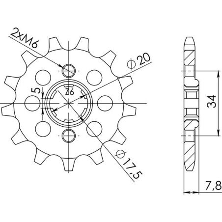 PIGNONE S+2 AC P520-D12 SGR - SPROCKETS  HONDA VT C Shadow (80km/h BOE) 125 99/99
