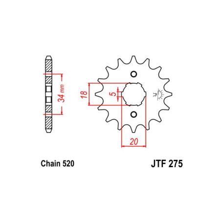 PIGNONE S AC P520-D15 SGR - SPROCKETS  HONDA CB 175 74/76