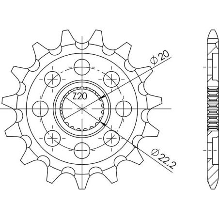 PIGNONE S+2 AC P520-D13 SGR - SPROCKETS  YAMAHA YZ F 250 14/22