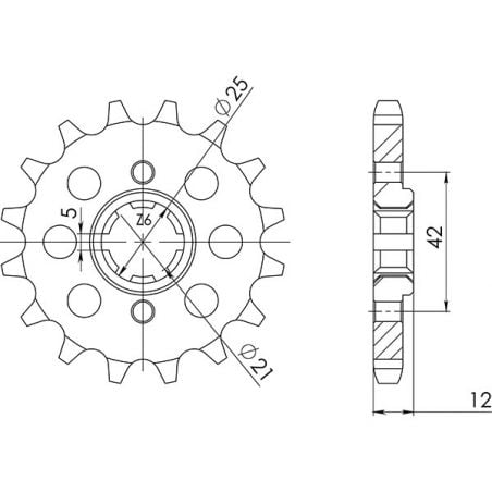 PIGNONE S+2 AC P530-D16 SGR - SPROCKETS  YAMAHA XS DOHC 400 82/88