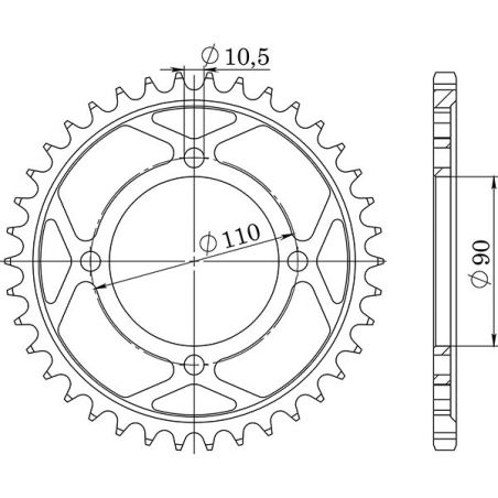CORONA S AC P530-D38 SGR - SPROCKETS  YAMAHA XS DOHC 400 82/88