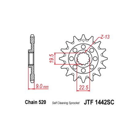 PIGNONE S+2 AC P520-D13 SGR - SPROCKETS  SUZUKI RMZ 4T 250 19/19