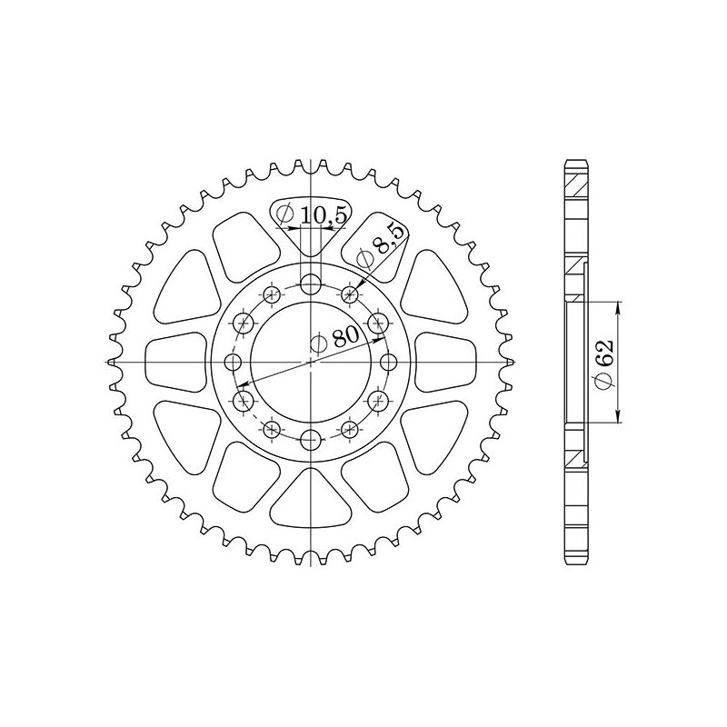 CORONA S AC P428-D51 SGR - SPROCKETS  YAMAHA YZ (2J5/2X6/3R1/4V1/5X2/22W/43K/58T) 80 80/80