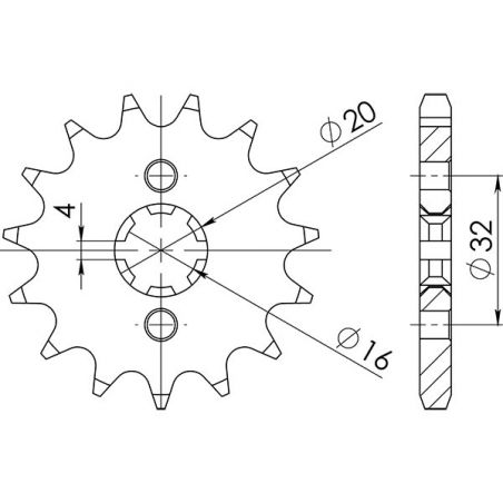 PIGNONE S+2 AC P428-D14 SGR - SPROCKETS  YAMAHA MT / ABS (RE114/RE115) 125 14/19