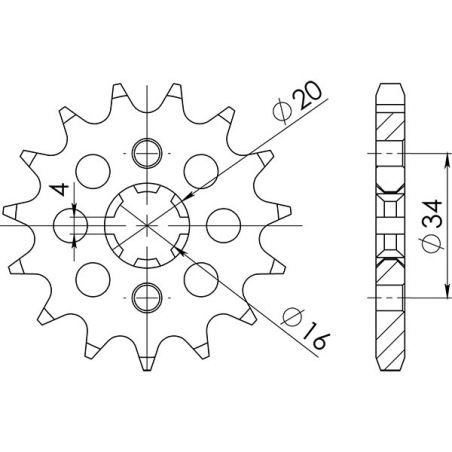 PIGNONE S+2 AC P428-D16 SGR - SPROCKETS  YAMAHA RD LC1 125 82/85