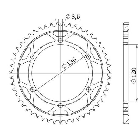 CORONA S AC P428-D57 SGR - SPROCKETS  YAMAHA TDR R (4GW/4GX) 125 93/03