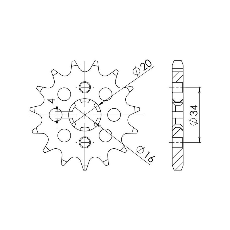 PIGNONE S+2 AC P428-D14 SGR - SPROCKETS  YAMAHA YBR 4T (RE31/RE51/RE52/RE54) 125 05/06