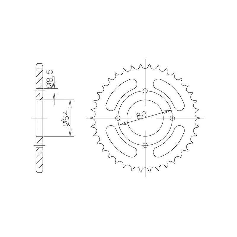 CORONA S AC P428-D45 SGR - SPROCKETS  YAMAHA YBR 4T (RE31/RE51/RE52/RE54) 125 07/16