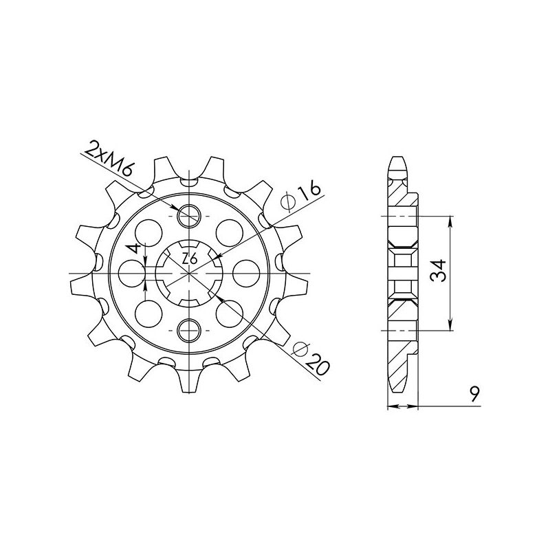 PIGNONE S+2 AC P520-D13 SGR - SPROCKETS  YAMAHA TT R 230 05/15