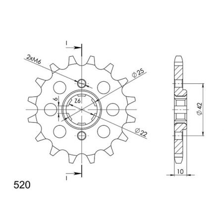PIGNONE S+2 AC P520-D15 SGR - SPROCKETS  HONDA XL RC 400 82/82