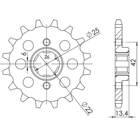 PIGNONE S+2 AC P525-D15 SGR - SPROCKETS  HONDA CB S (PC17) (27CV) 450 86/88