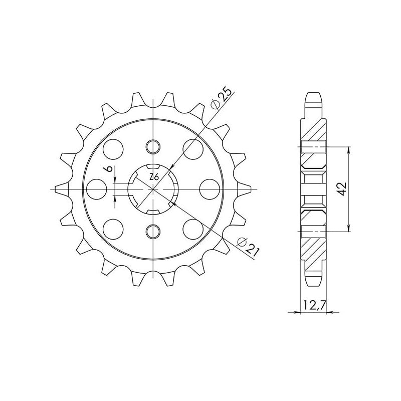 PIGNONE S+2 AC P530-D17 SGR - SPROCKETS  HONDA CB Four (K0/K1/K2/K3) 500 71/79