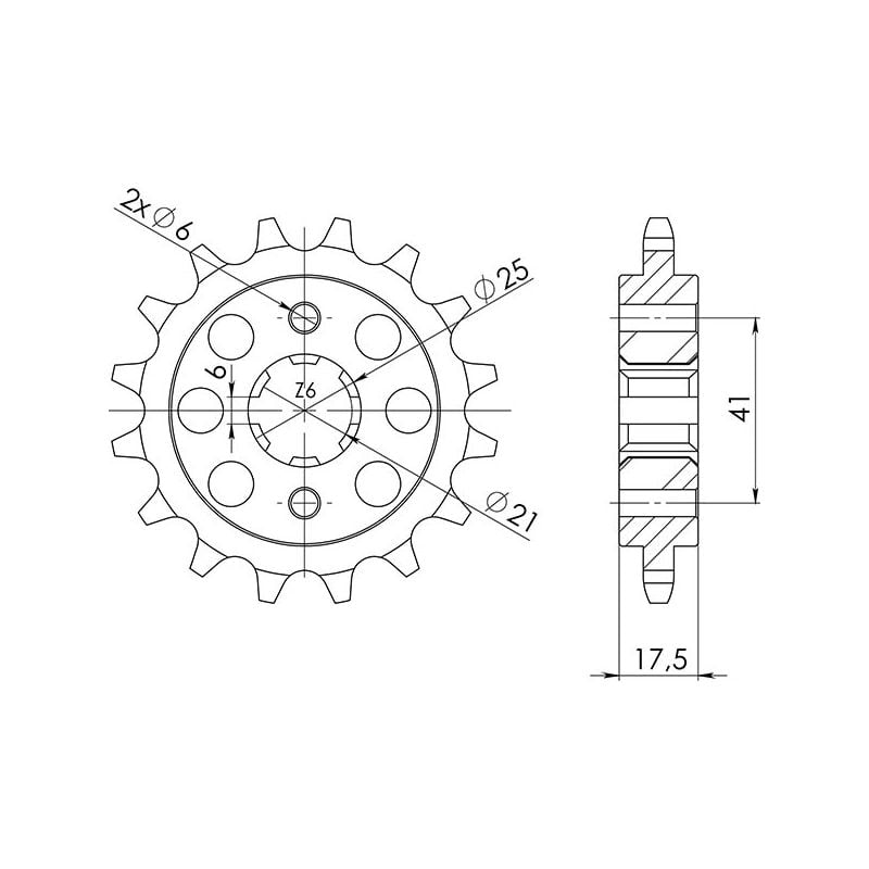 PIGNONE S+2 AC P525-D15 SGR - SPROCKETS  HONDA GB TT K Clubman 500 89/90