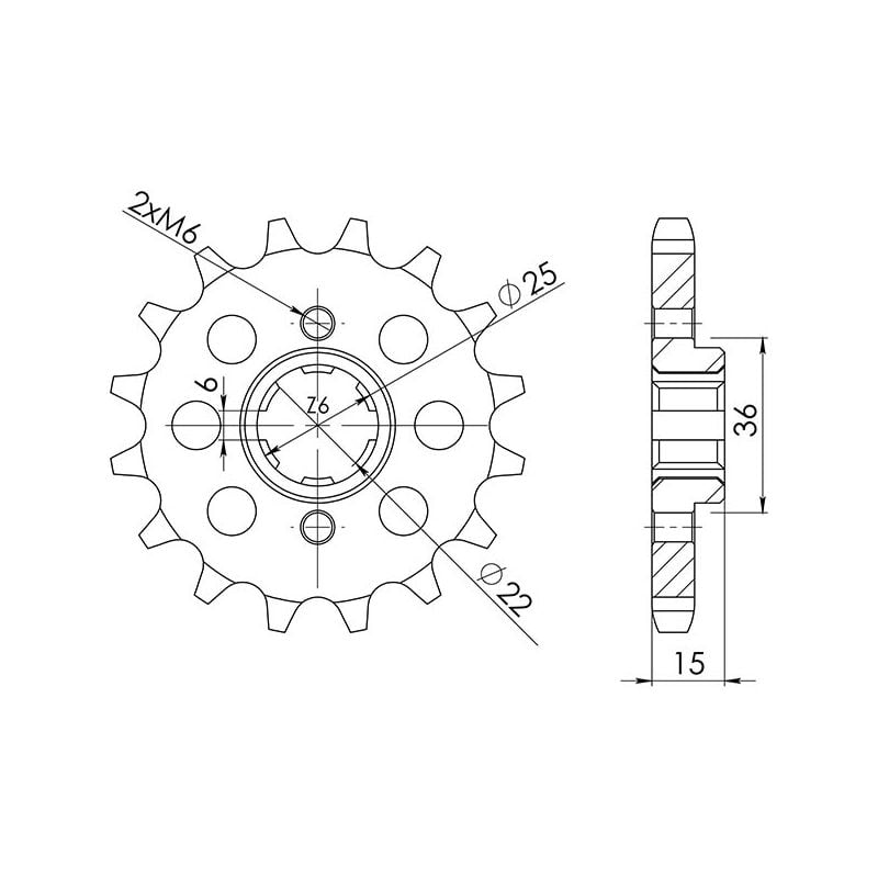 PIGNONE S AC P525-D15 SGR - SPROCKETS  HONDA XBR F (42CV) 500 85/86