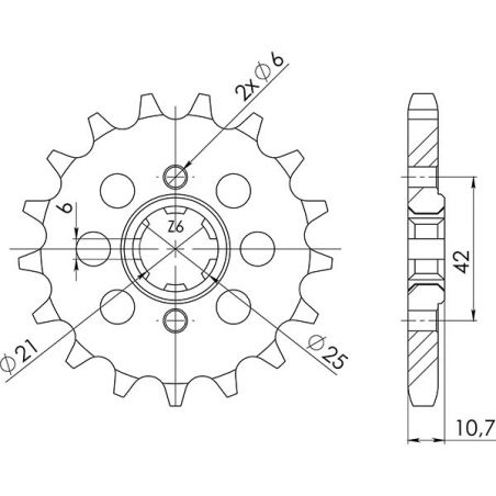 PIGNONE S+2 AC P530-D16 SGR - SPROCKETS  HONDA CB 650 79/81
