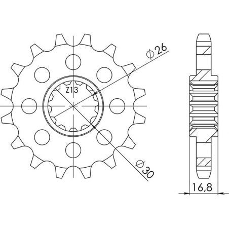 PIGNONE S AC P530-D16 SGR - SPROCKETS  HONDA VFR F (RC24/RC24II/RC36/RC36II) 750 88/89