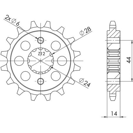 PIGNONE S+2 AC P525-D17 SGR - SPROCKETS  HONDA VT DC1/DC2 Black Widow (RC48) 750 01/03