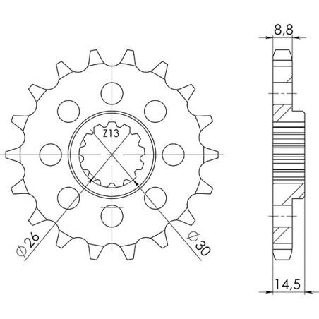 PIGNONE S+2 AC P530-D18 SGR - SPROCKETS  HONDA CBX (6 cil.) (SC03) 1000 80/80