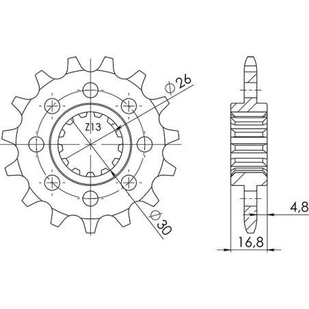 PIGNONE R AC P520-D16 SGR - SPROCKETS  HONDA VTR SP1 - VTR SP2 - RC51 (SC45) 1000 02/06