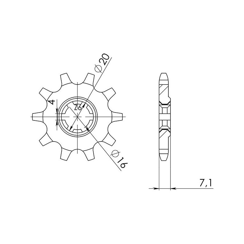 PIGNONE S+2 AC P520-D10 SGR - SPROCKETS  KAWASAKI KFX (KSF) 80 03/06