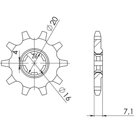 PIGNONE S+2 AC P520-D10 SGR - SPROCKETS  KAWASAKI KFX (KSF) 80 03/06