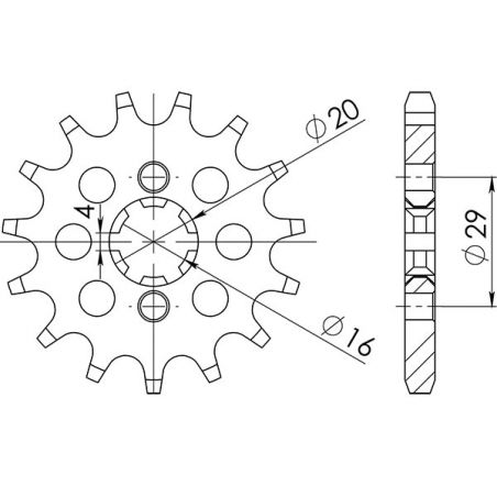 PIGNONE S+2 AC P428-D14 SGR - SPROCKETS  KAWASAKI KH (A1/A4) 125 77/82
