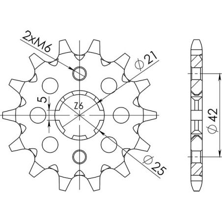 PIGNONE S+2 AC P520-D13 SGR - SPROCKETS  KAWASAKI KDX R 220 79/05