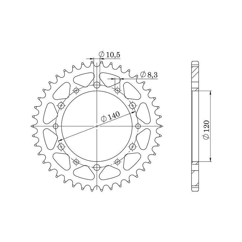 CORONA S AC P520-D40 SGR - SPROCKETS  KAWASAKI KL (KL250A1/A2/A3/A4/C1/C2) 250 80/84