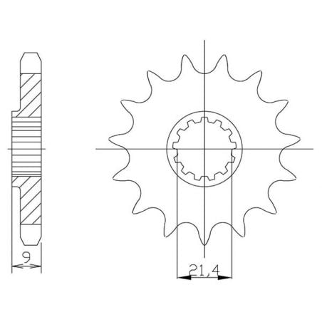 PIGNONE S+2 AC P520-D14 SGR - SPROCKETS  KAWASAKI Ninja SL (BX250A) 250 15/17
