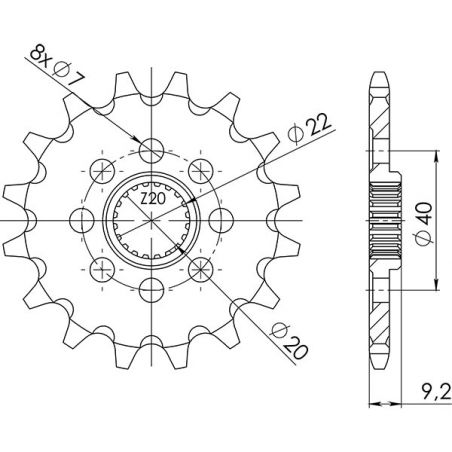 PIGNONE S+2 AC P520-D14 SGR - SPROCKETS  KAWASAKI KFX (KSF) 400 03/06