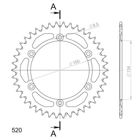 CORONA S AL P520-D46 SGR - SPROCKETS  KAWASAKI KX 500 84/85