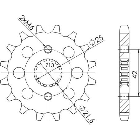 PIGNONE S+2 AC P530-D15 SGR - SPROCKETS  KAWASAKI GPZ R Ninja (ZX600A1/A4) 600 85/88